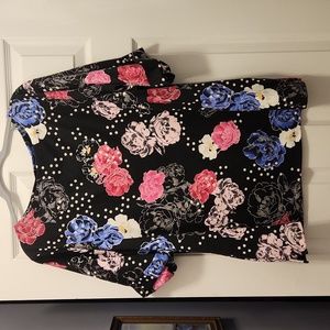 Karen Scott black and multi-color flowered top